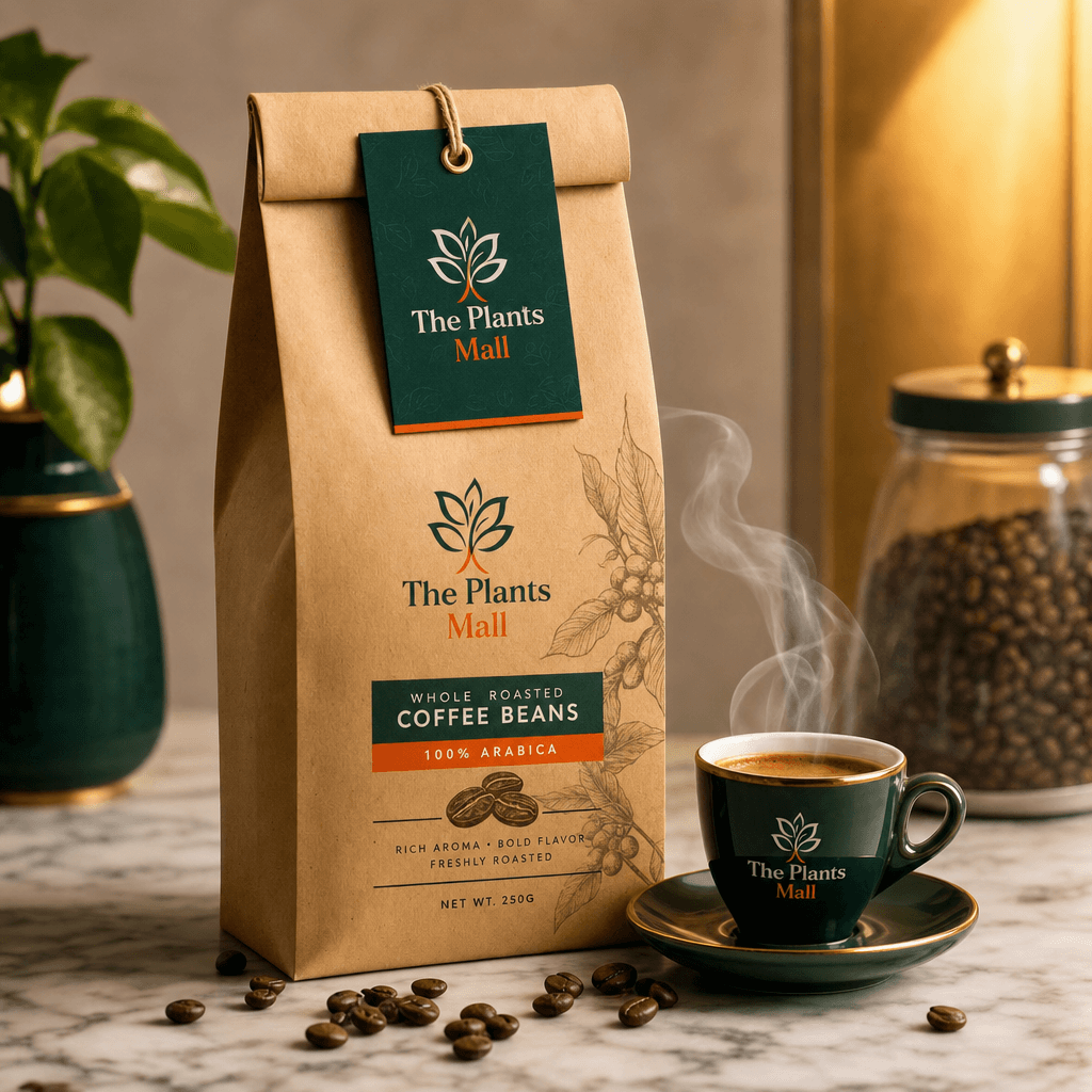 Arabica Dark Roast Coffee kraft bag with espresso cup