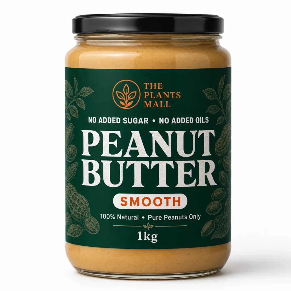 The Plants Mall Natural Peanut Butter Smooth — No Added Sugar No Added Oils
