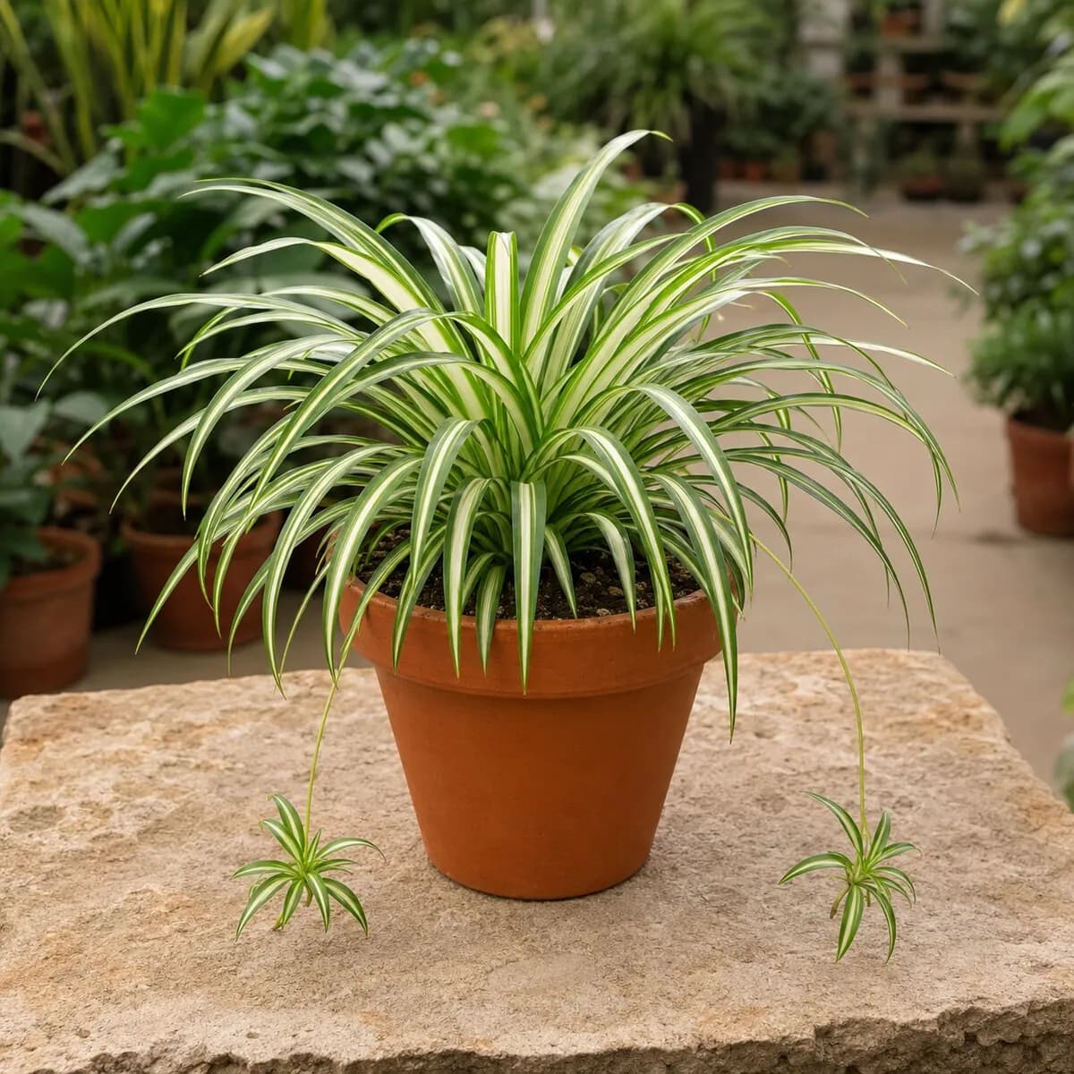 Spider Plant healthy nursery plant photographed at a professional Lahore nursery