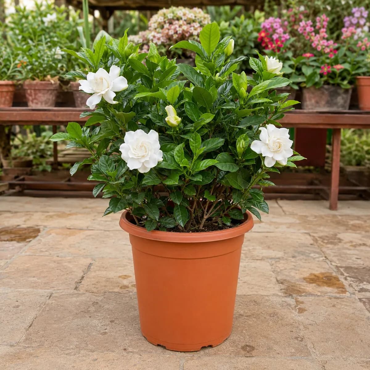 Gardenia (Gandhraj) photographed at a professional Lahore nursery