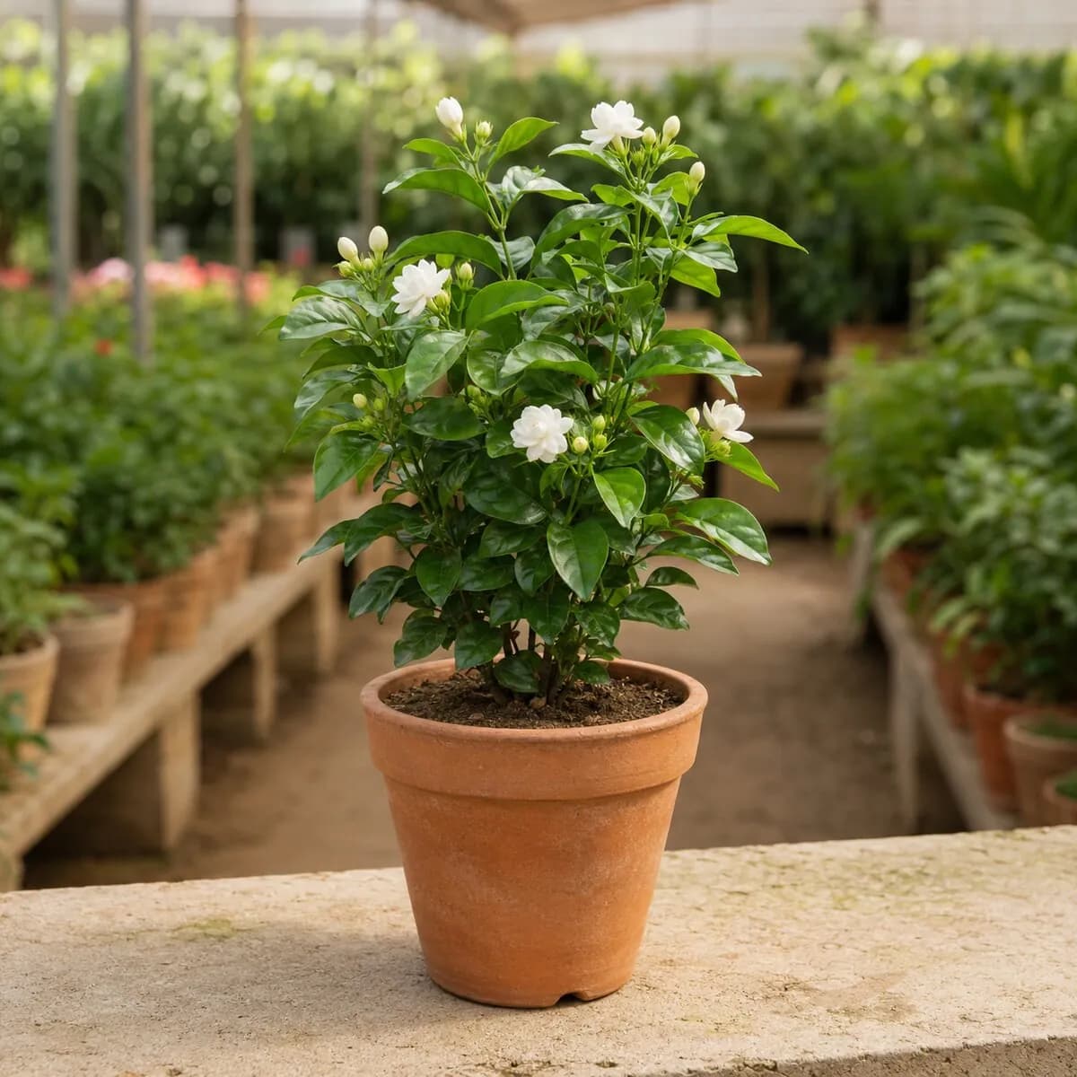 Motia Jasmine healthy nursery plant photographed at a professional Lahore nursery