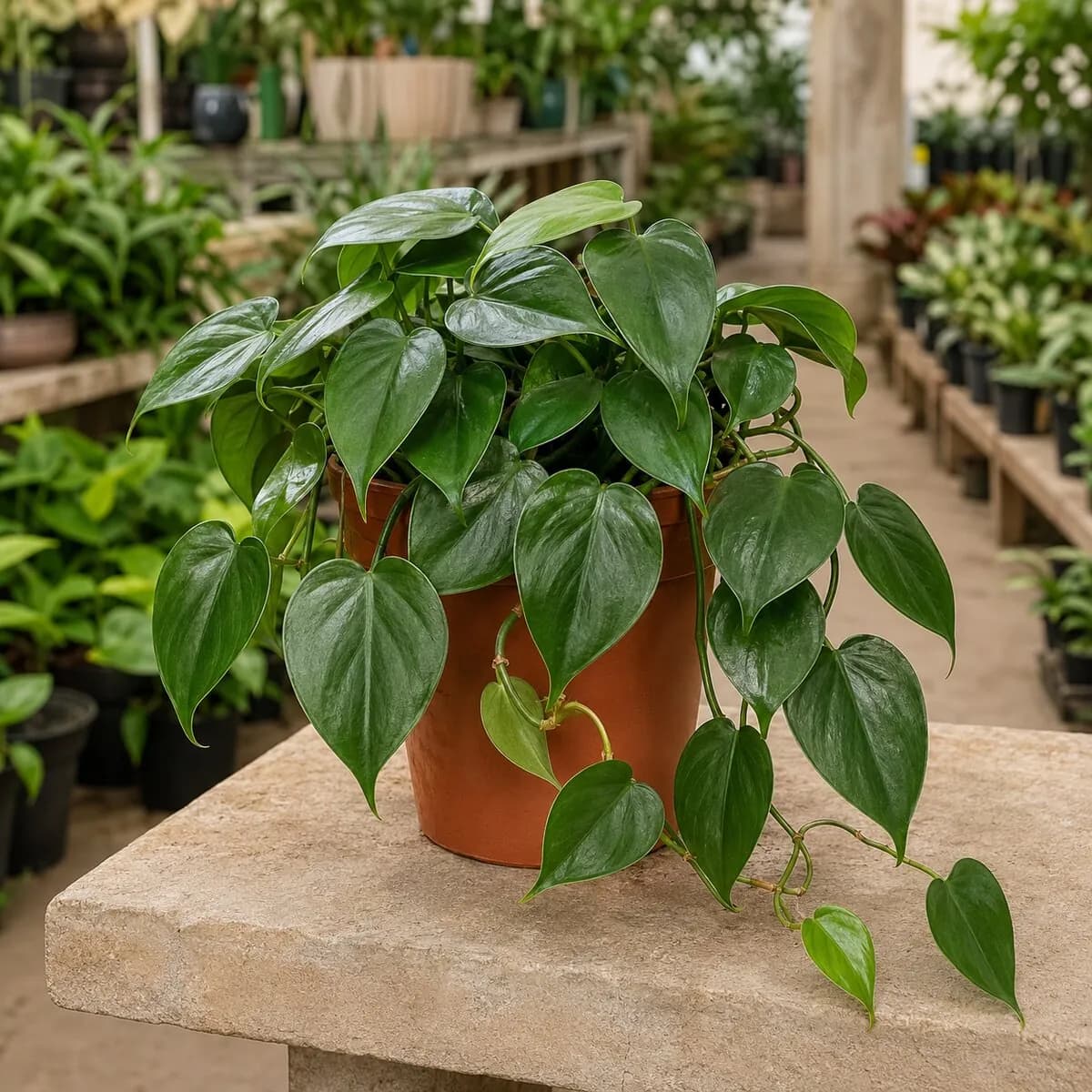 Heartleaf Philodendron healthy nursery plant photographed at a professional Lahore nursery