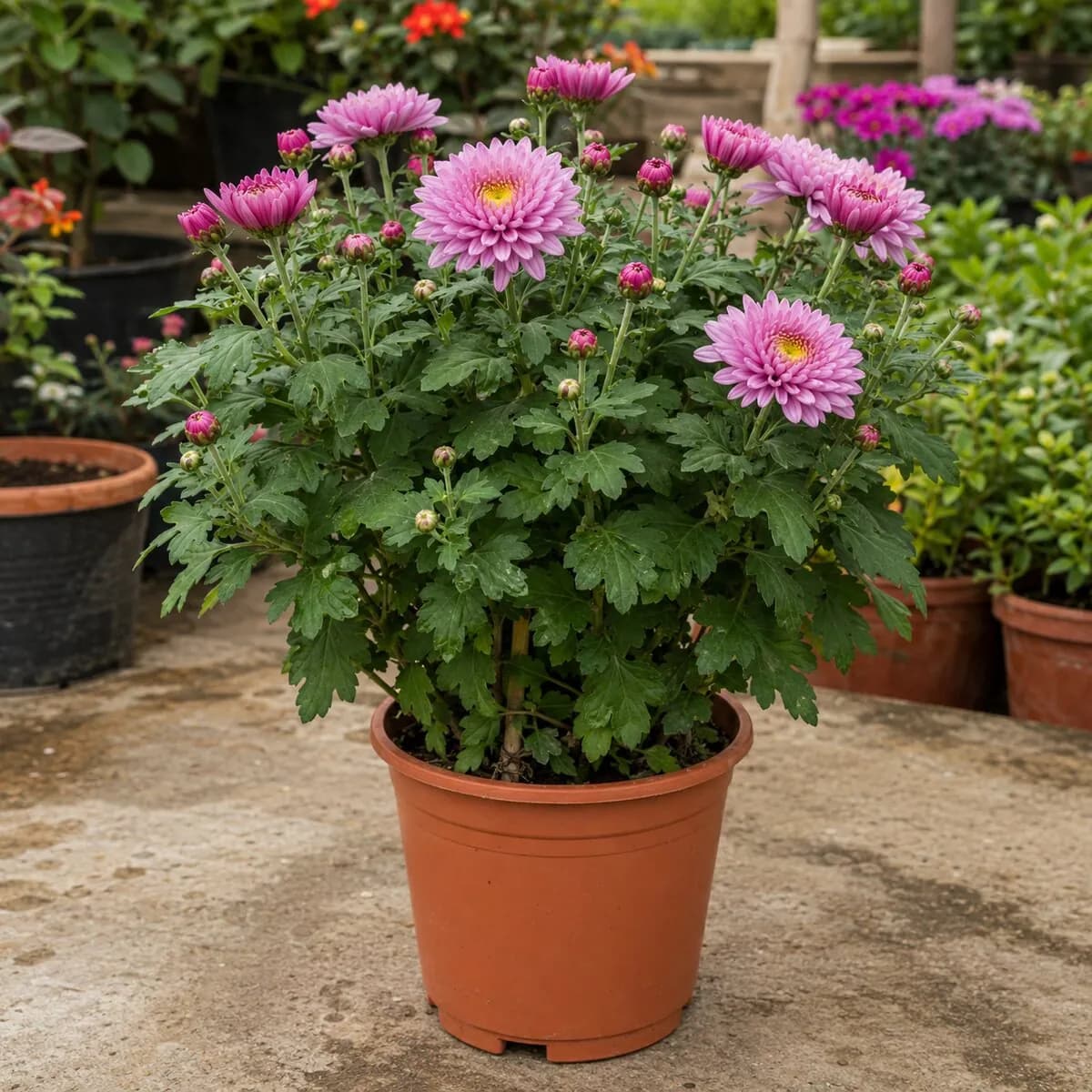 Chrysanthemum (Gul-e-Daudi) photographed at a professional Lahore nursery