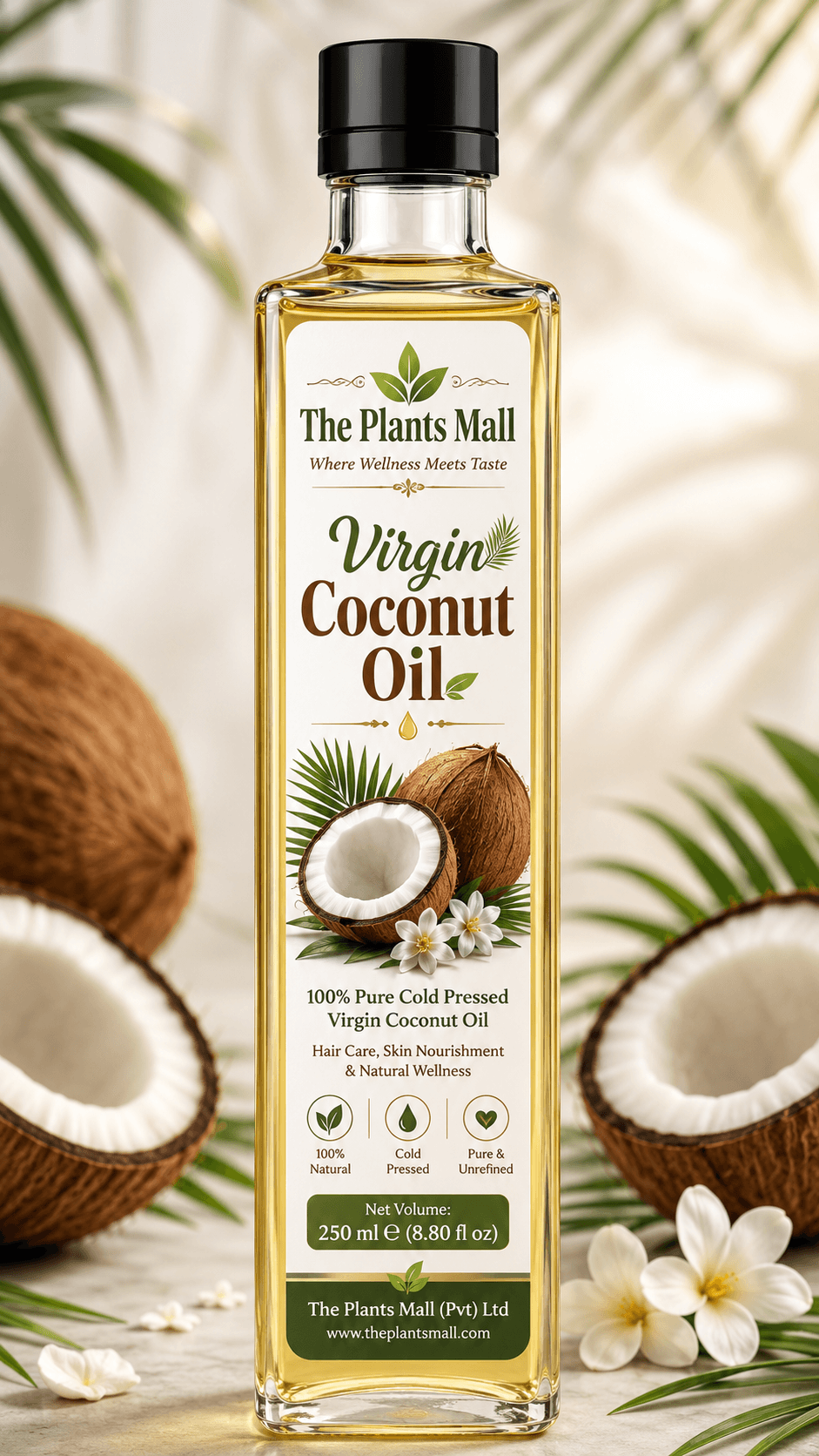 Extra Virgin Coconut Oil – 100% Pure Cold Pressed Natural Coconut Oil