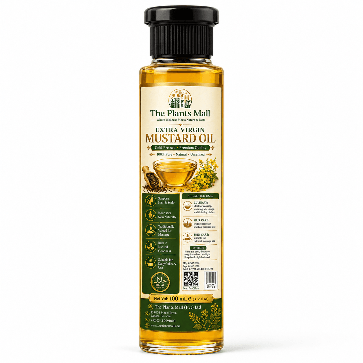 Extra Virgin Mustard Seed Oil 100mL by The Plants Mall