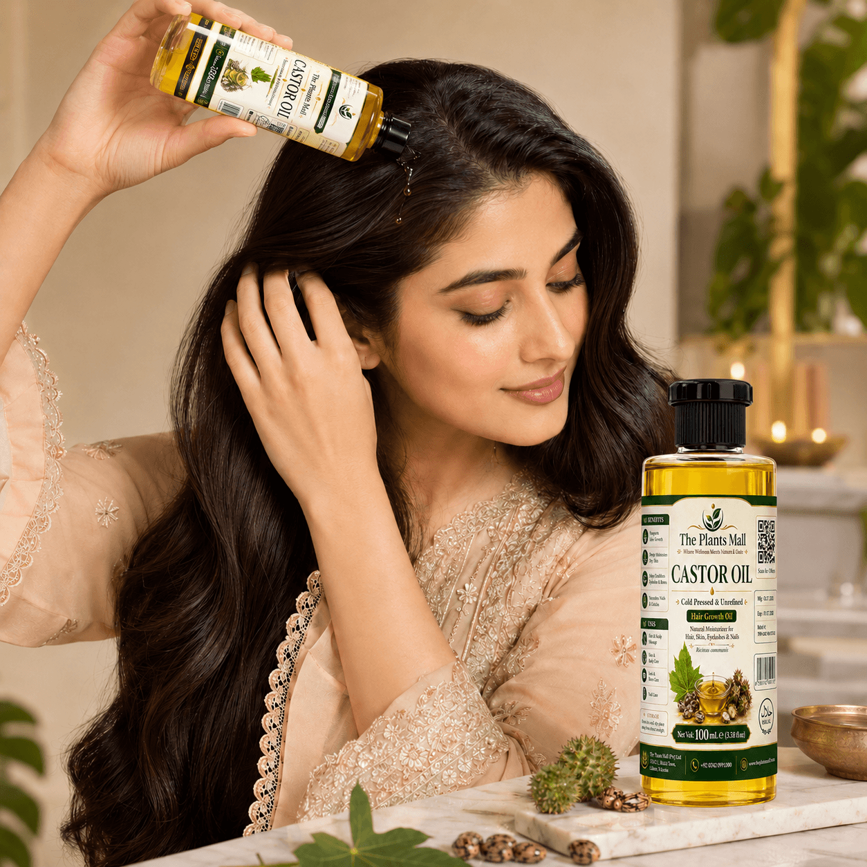 Castor Oil – Cold Pressed, Natural & Unrefined Hair Growth and Skin Care Oil | The Plants Mall