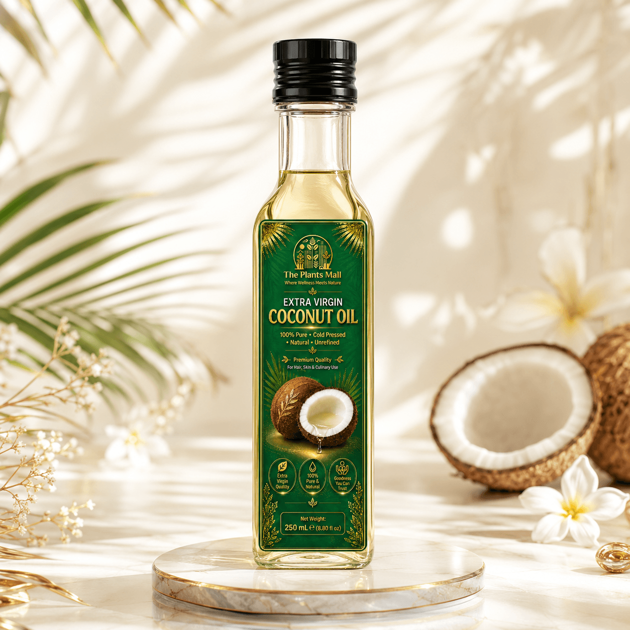 Extra Virgin Coconut Oil – 100% Pure Cold Pressed Natural Coconut Oil