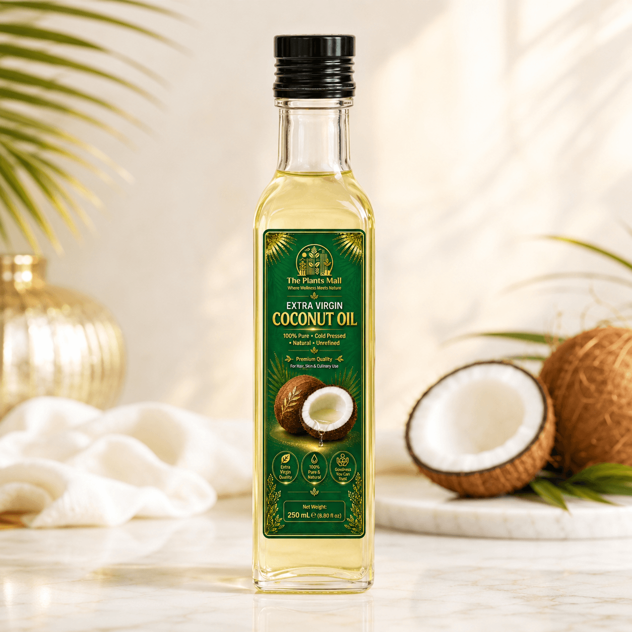 Extra Virgin Coconut Oil – 100% Pure Cold Pressed Natural Coconut Oil