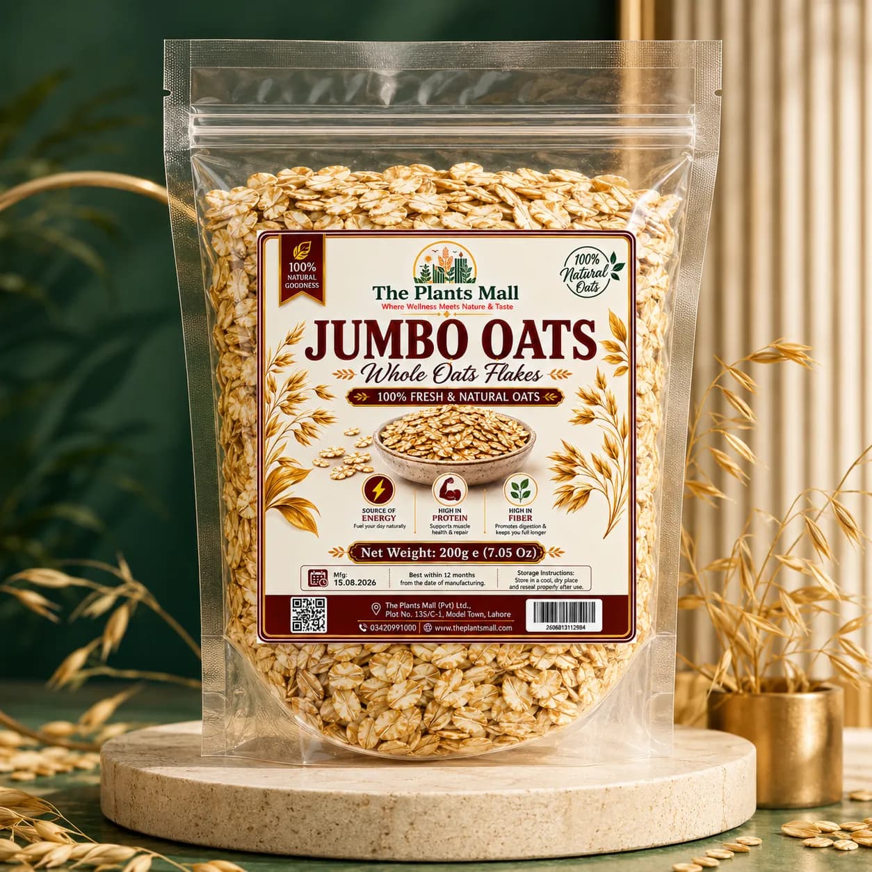 Premium Jumbo Oats Whole Grain Oat Flakes for Everyday Nutrition