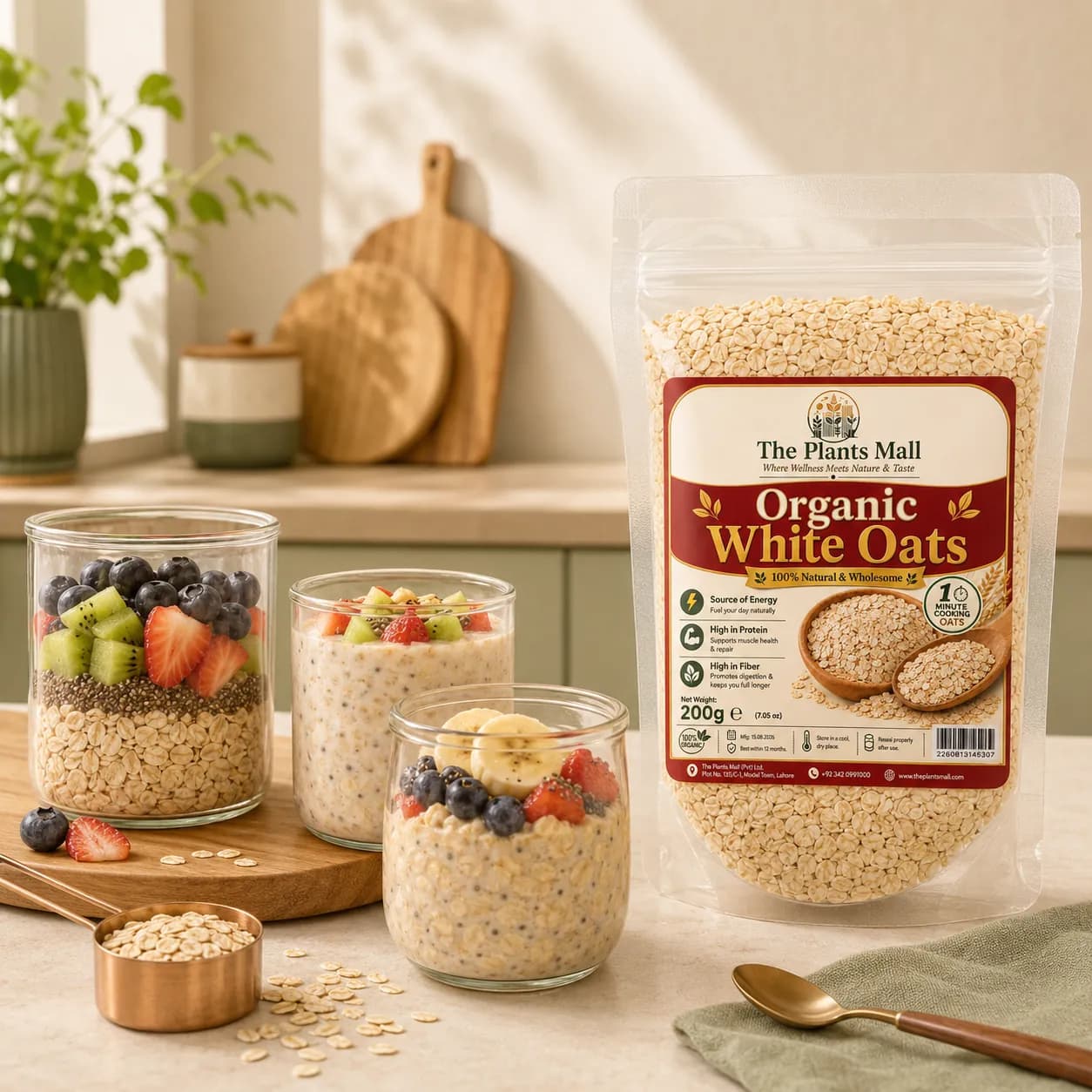 Organic White Oats | 01 Minute Cooking | Organic Quick-Cooking Rolled Oats for Oatmeal, Cookies, Muffins, Granola & Oat Bars
