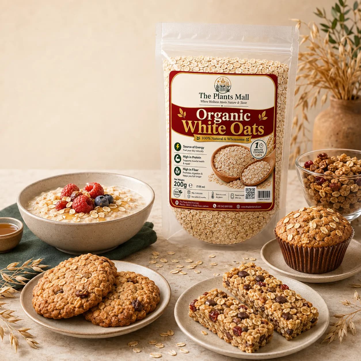 Organic rolled oats for cookies muffins granola and oat bars
