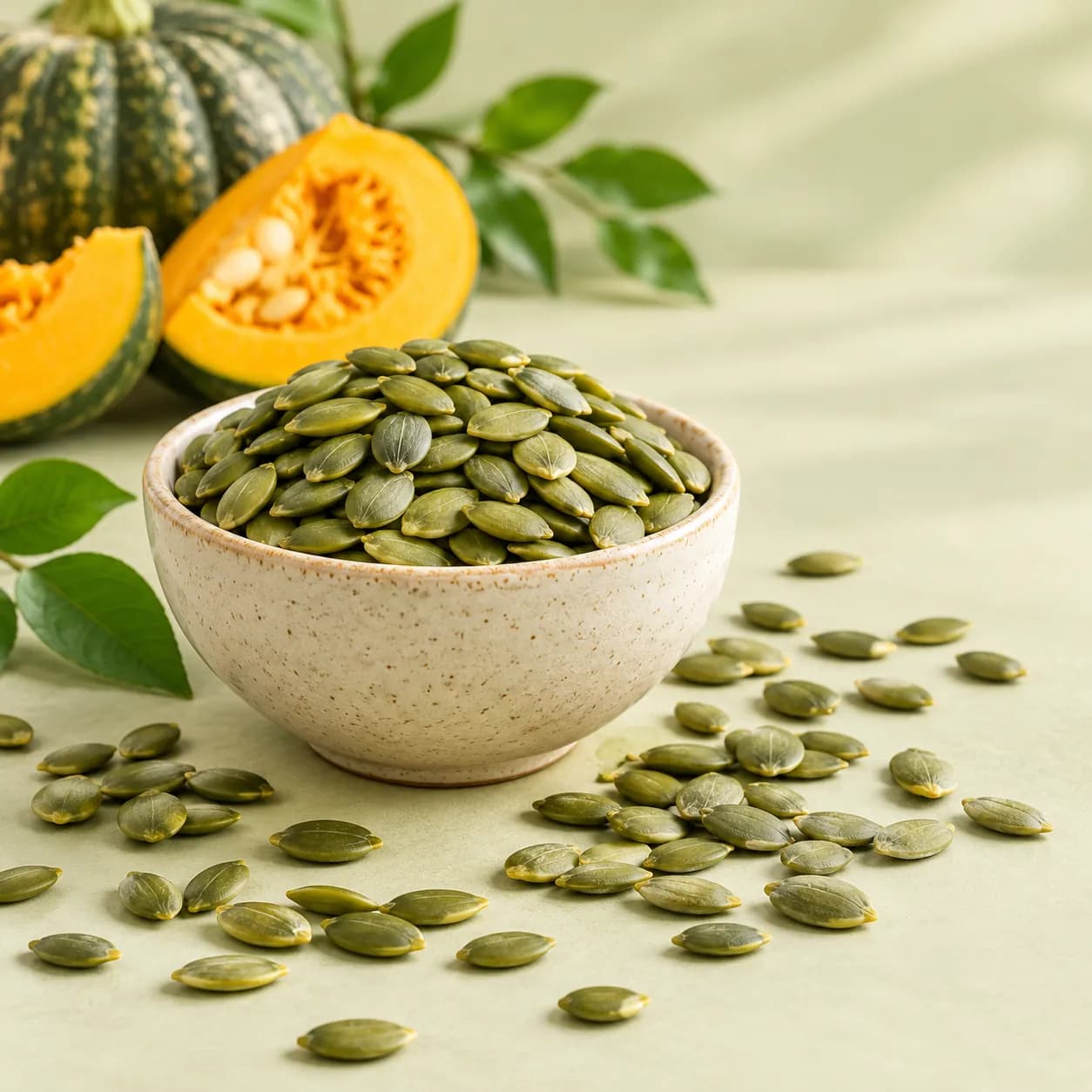 Organic Pumpkin seeds without shell, also called shelled pumpkin seeds or pepitas, from The Plants Mall.