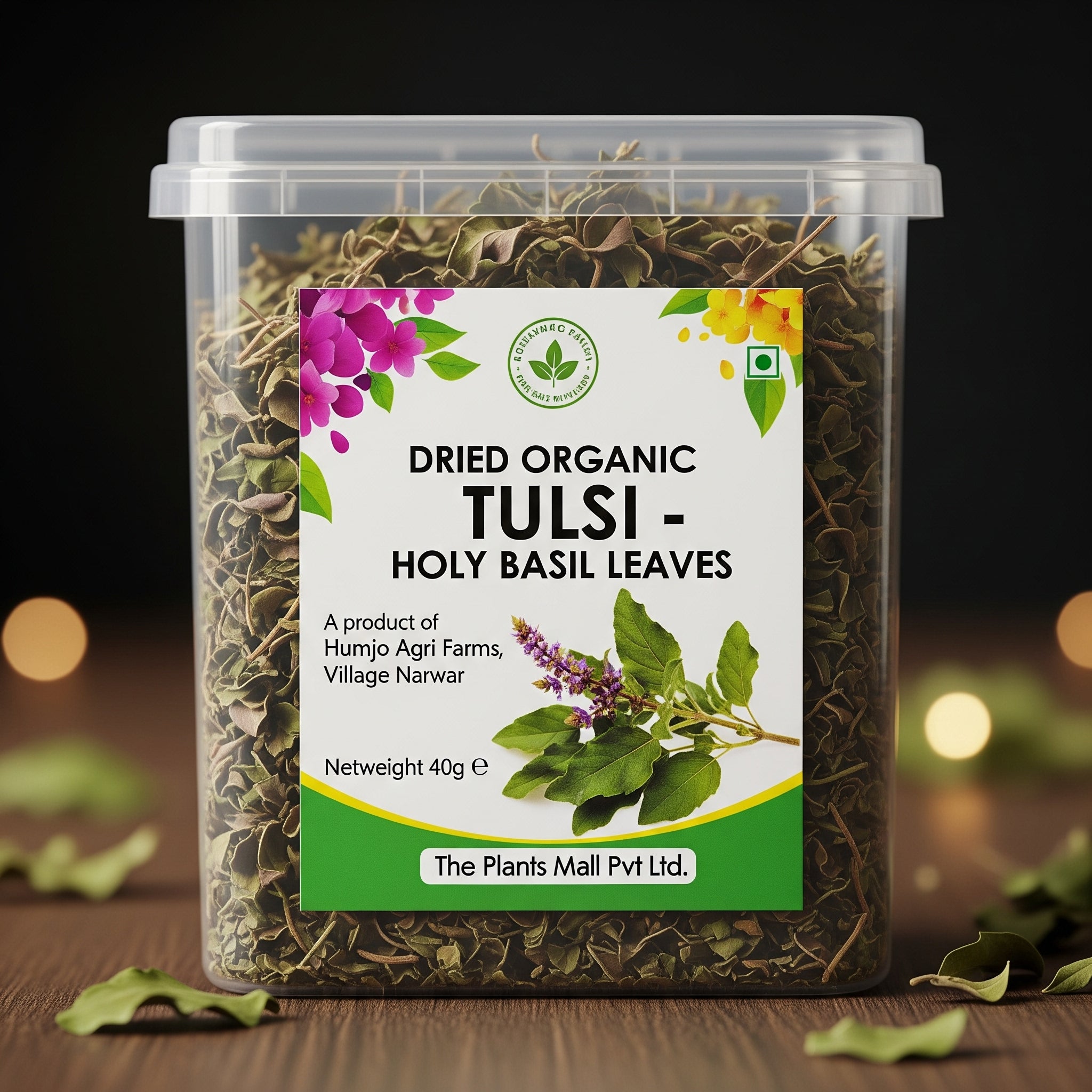 Premium dried Organic Tulsi leaves, sustainably sourced for teas, spices, and holistic healing, 100% organic, ideal for immunity-boosting teas and Ayurvedic practice