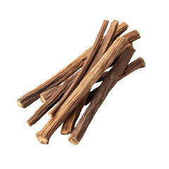 Dried organic licorice root pieces – natural herbal medicine for cough, sore throat and digestion