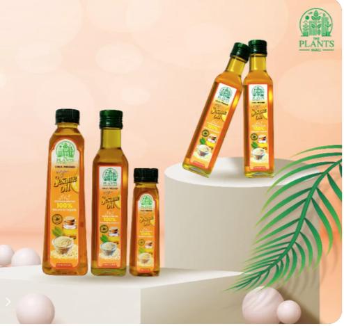 Pure Sesame Oil Golden Bottle Close View