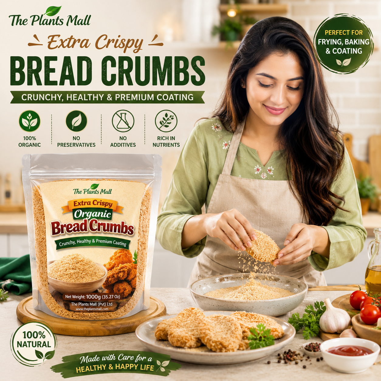 Extra Crispy Organic Bread Crumbs – Healthy & Crunchy Coating for Frying & Baking
