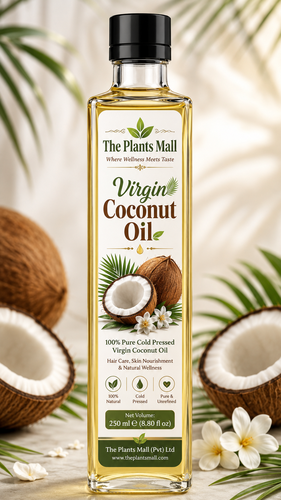 Virgin Coconut Oil – 100% Pure Cold Pressed Natural Coconut Oil