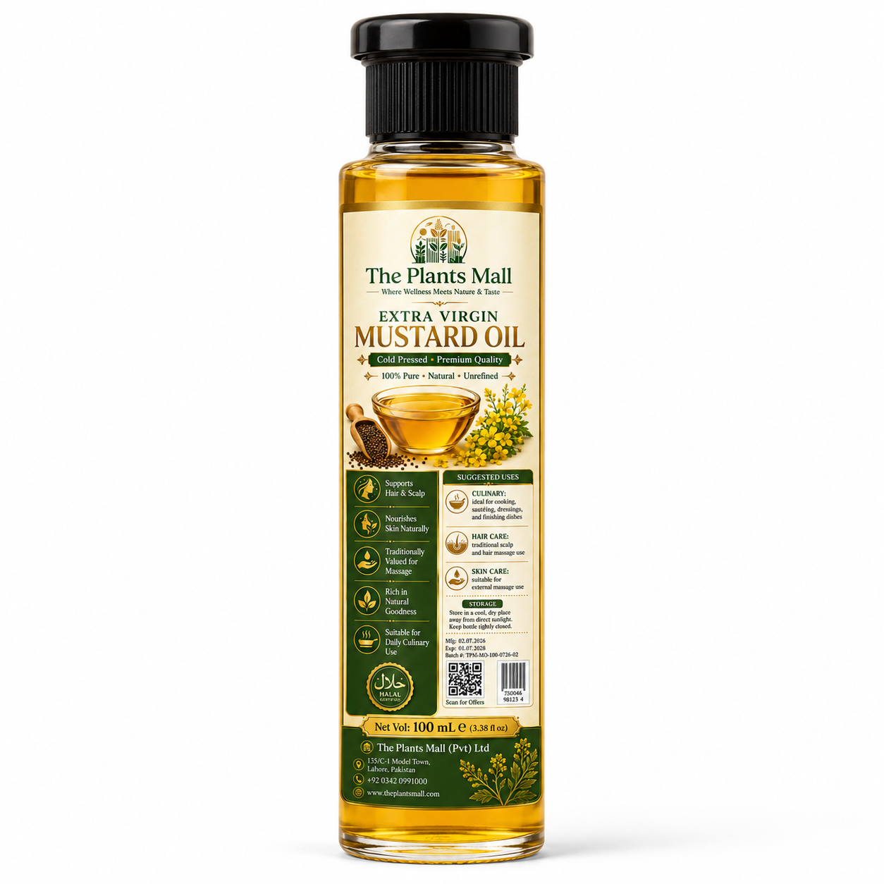 Extra Virgin Mustard Seed Oil 100mL by The Plants Mall