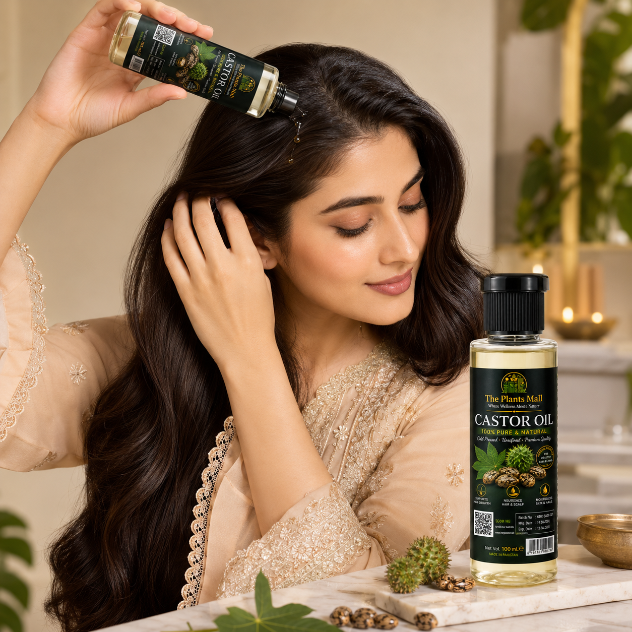 Premium Unrefined Castor Oil Rich in Ricinoleic Acid for Hair, Skin, Nails and Eyelashes