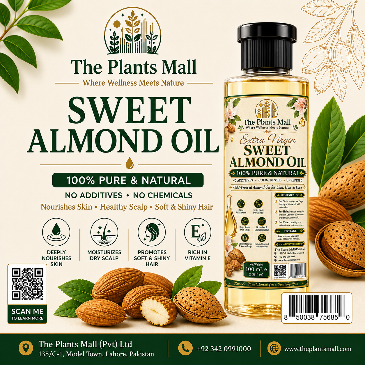 Almond oil hair nourishment and scalp repair treatment