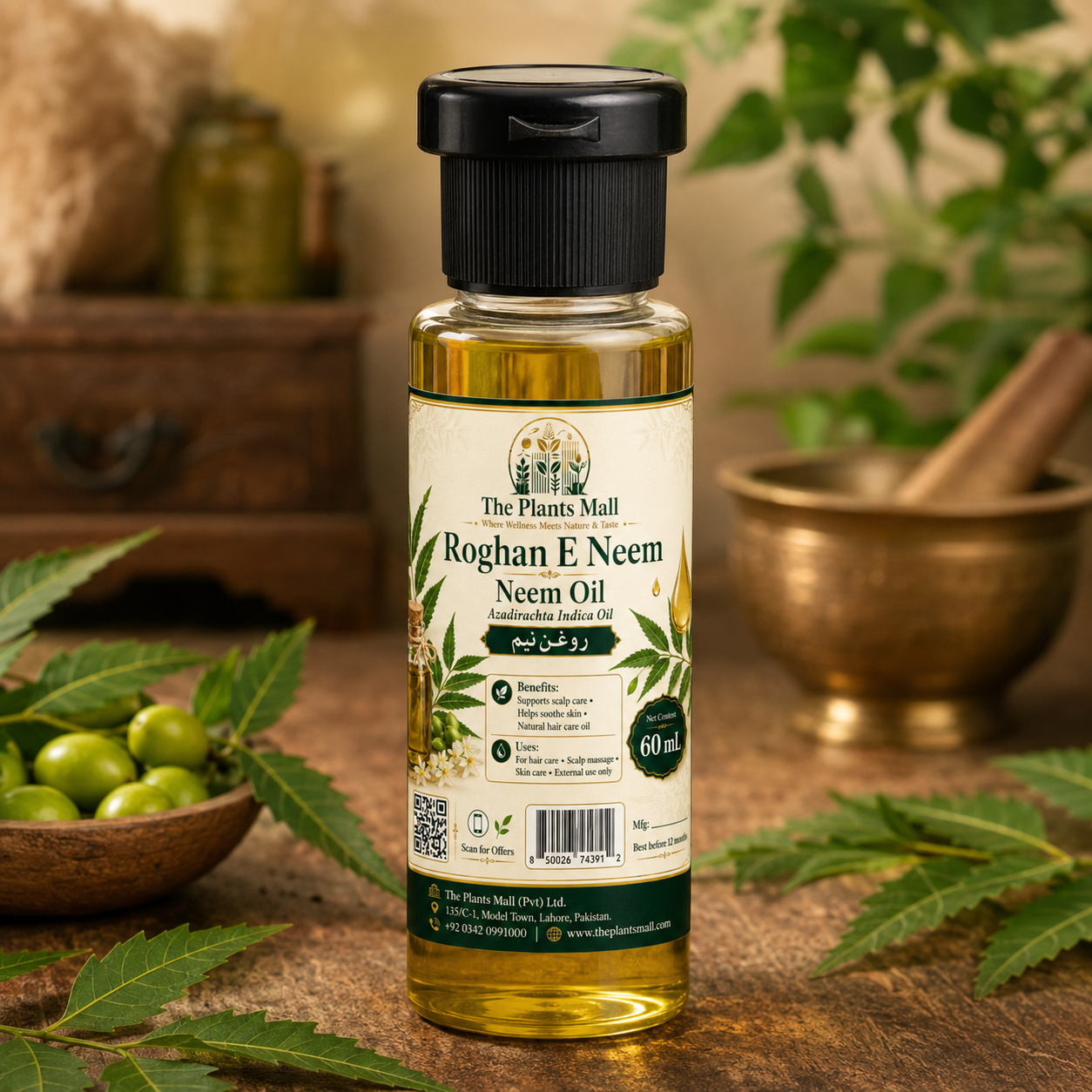 Natural Azadirachta Indica Oil for Scalp and Skin Care