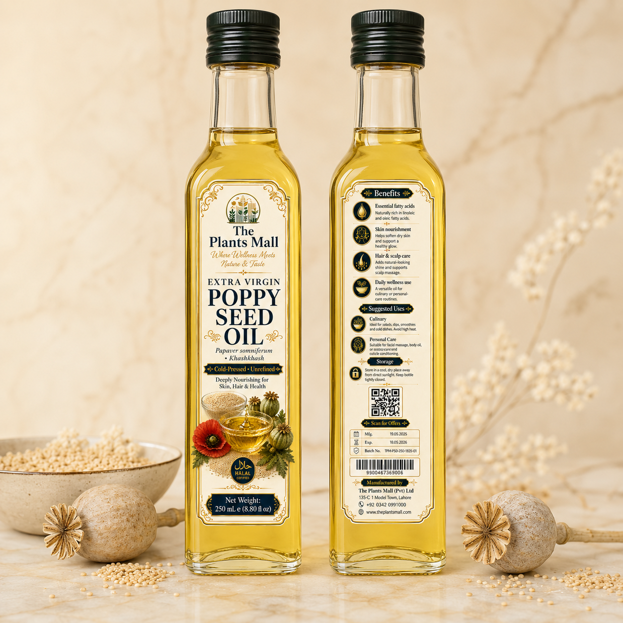 Pure Virgin Poppy Seed Oil | Cold-Pressed