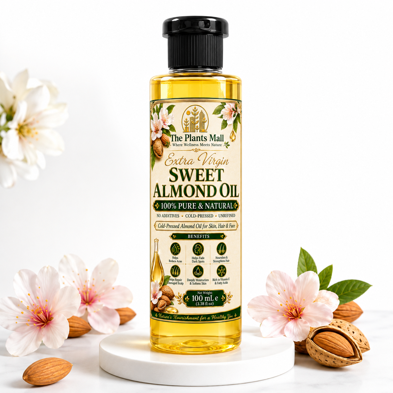 Natural sweet almond oil for acne marks and dark spots