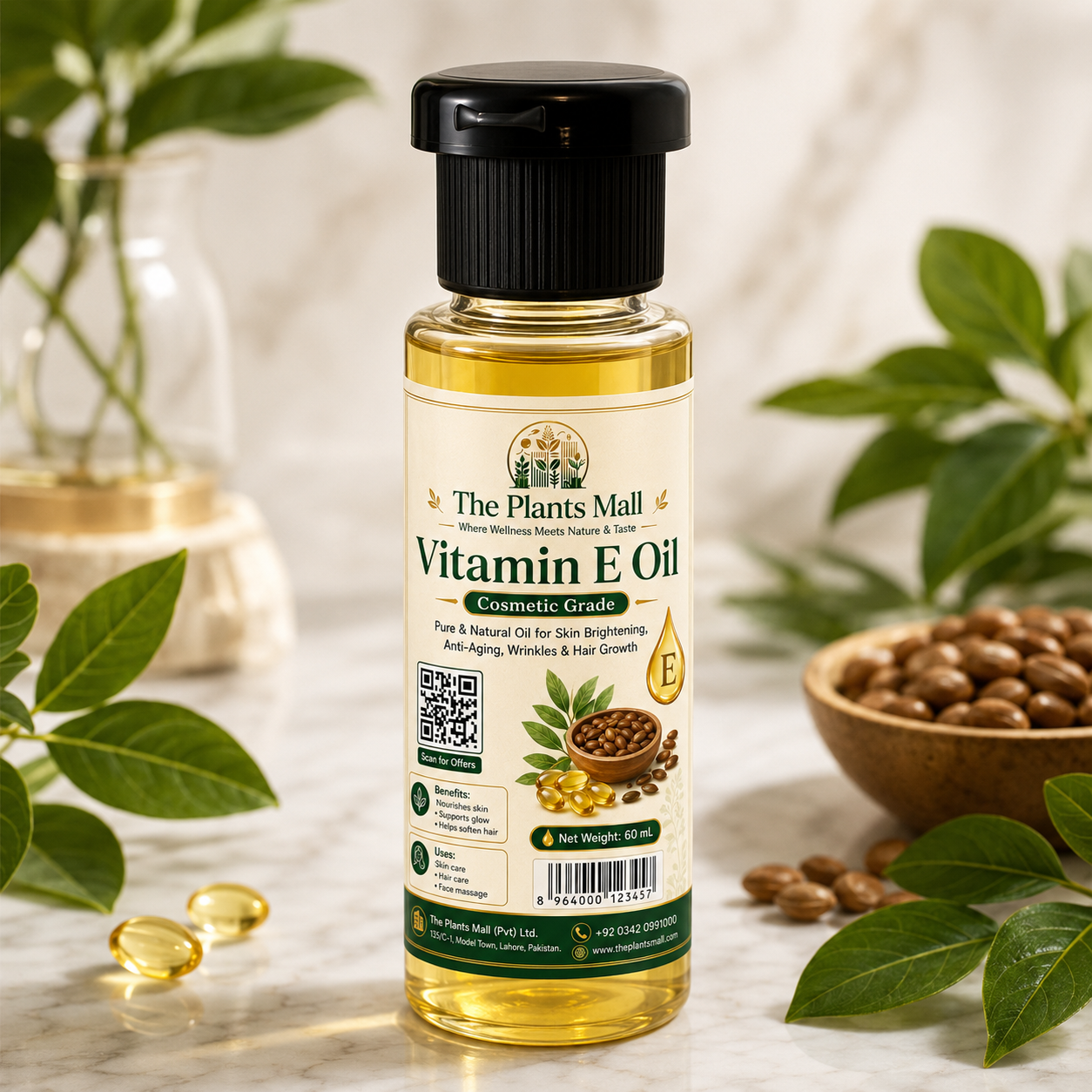 Pure Vitamin E Oil for Beauty Formulations