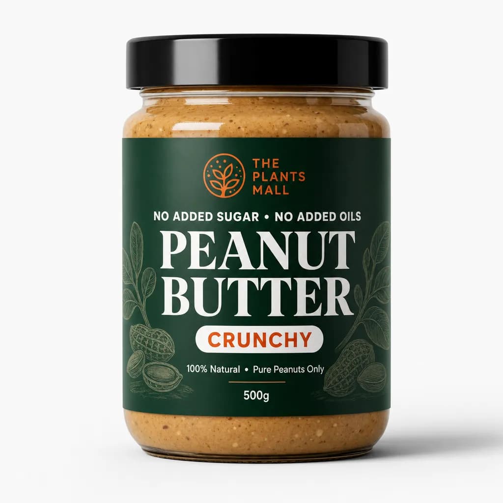 The Plants Mall Natural Peanut Butter Crunchy — No Added Sugar No Added Oils