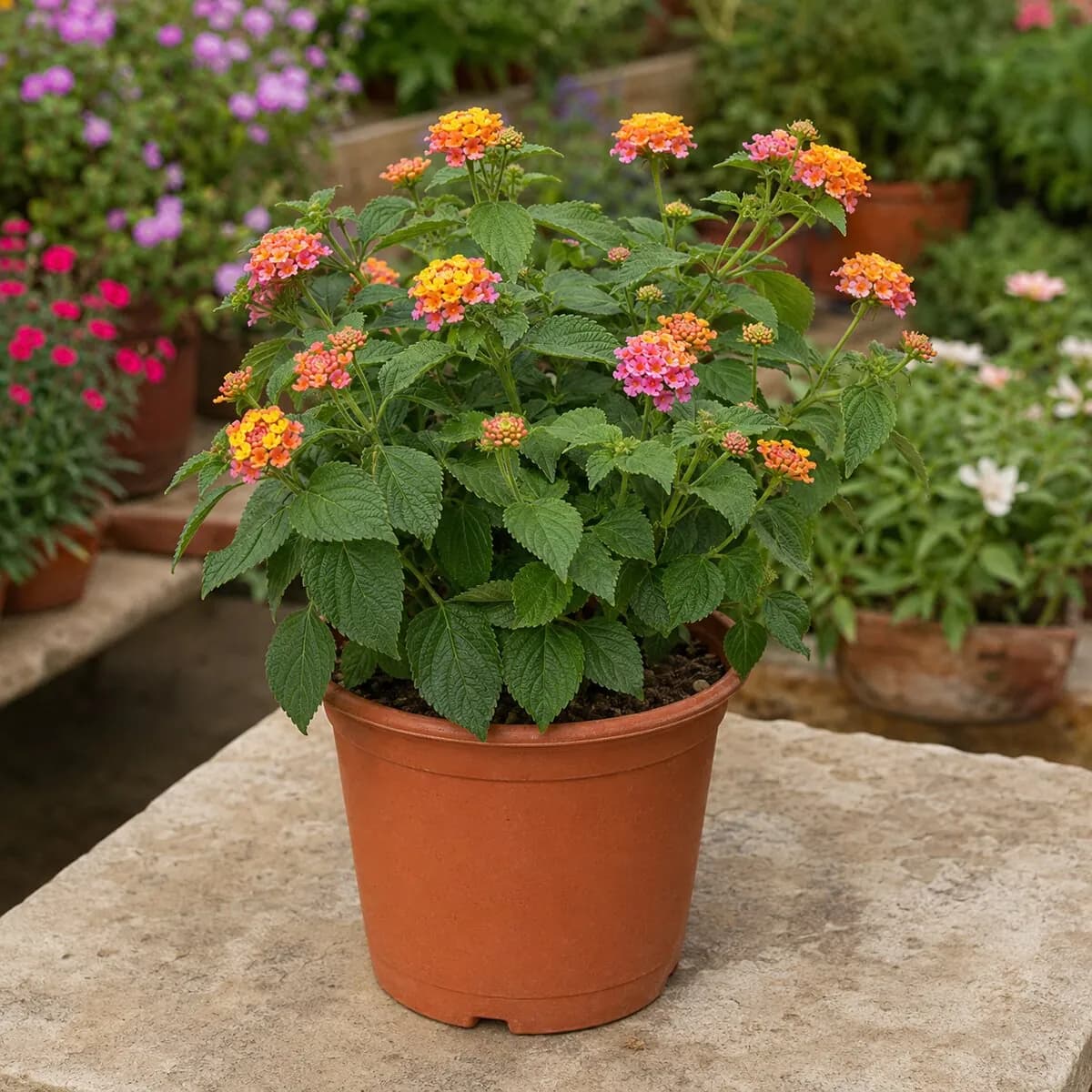 Lantana photographed at a professional Lahore nursery