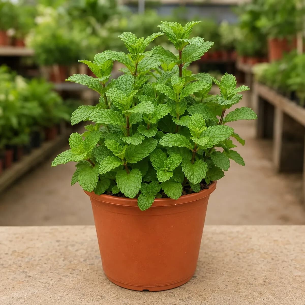 Mint (Podina) healthy nursery plant photographed at a professional Lahore nursery