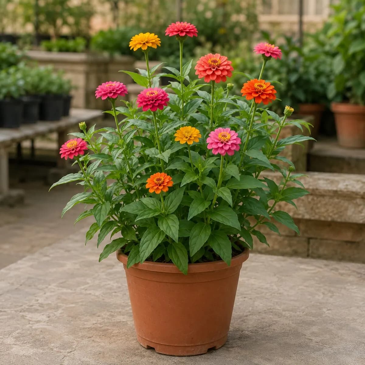 Zinnia photographed at a professional Lahore nursery