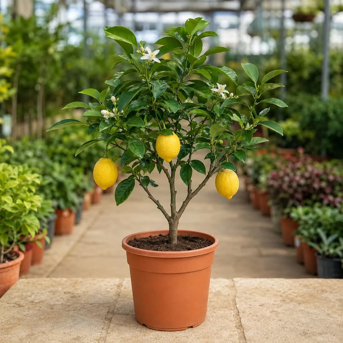 Dwarf Lemon Plant healthy nursery plant photographed at a professional Lahore nursery