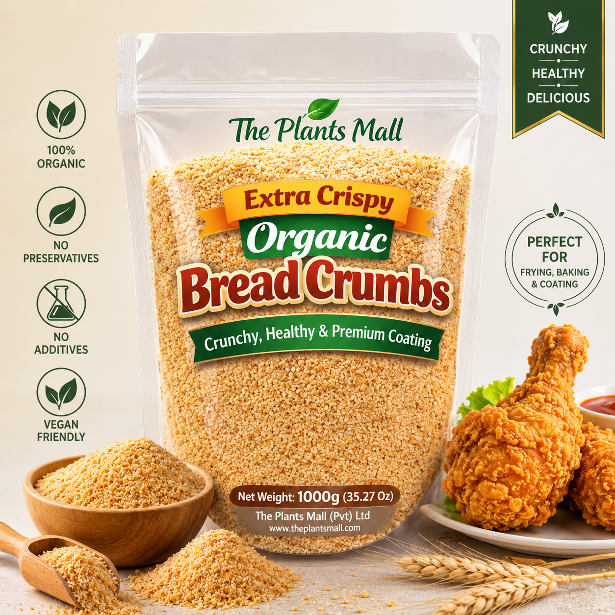 Extra Crispy Organic Bread Crumbs – Healthy & Crunchy Coating for Frying & Baking