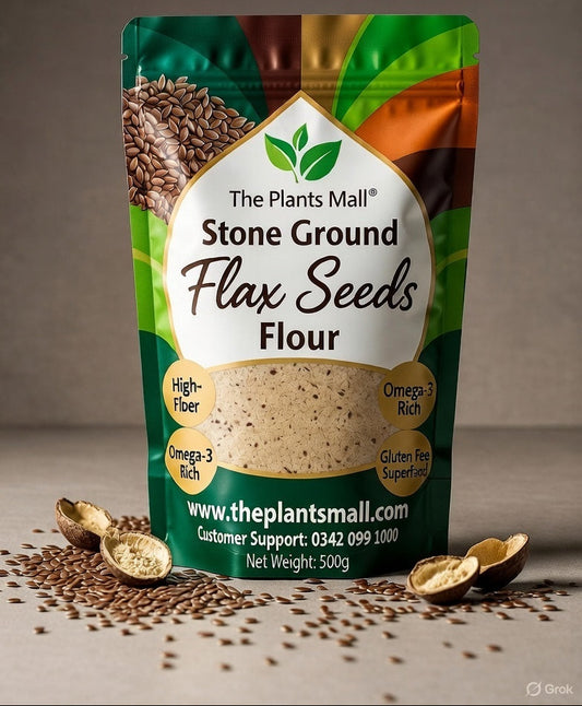 Premium Stone Ground Flaxseed Flour in resealable pouch - High-Fiber, Omega-3 Rich, Gluten-Free Superfood by The Plants Mall