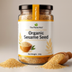 rganic Premium Sesame Seeds (تل) – high-quality, natural brown sesame seeds in a clear pouch or bowl, ideal for tahini, baking, garnishing, and Pakistani cooking