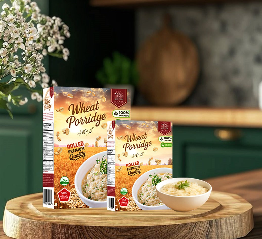Rolled wheat porridge whole grain cereal, natural fiber-rich wheat flakes for daily breakfast.