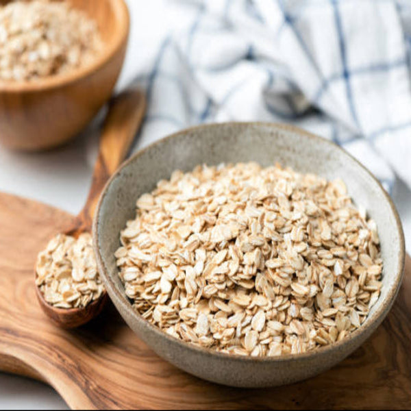 Rolled wheat porridge whole grain cereal, natural fiber-rich wheat flakes for daily breakfast.