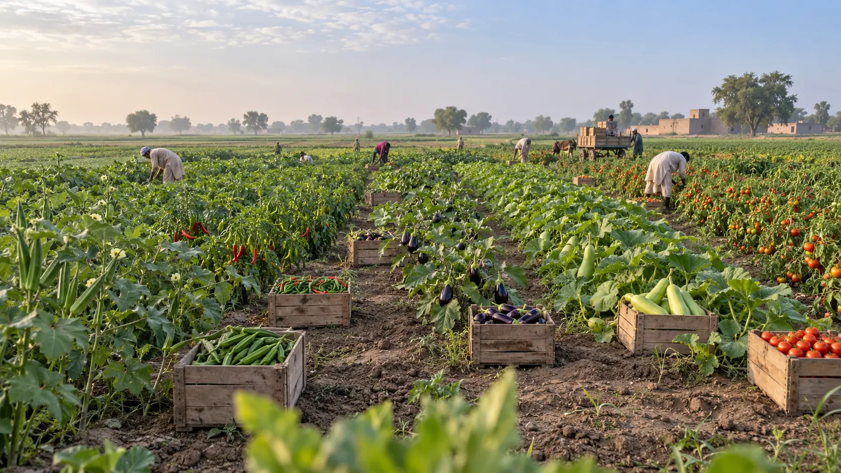 Seasonal vegetables gathered after a Punjab harvest