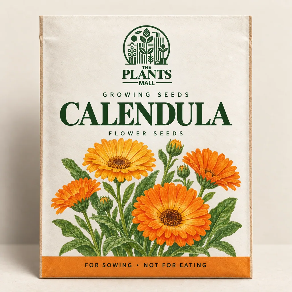 Calendula Plants Mall seed packet artwork