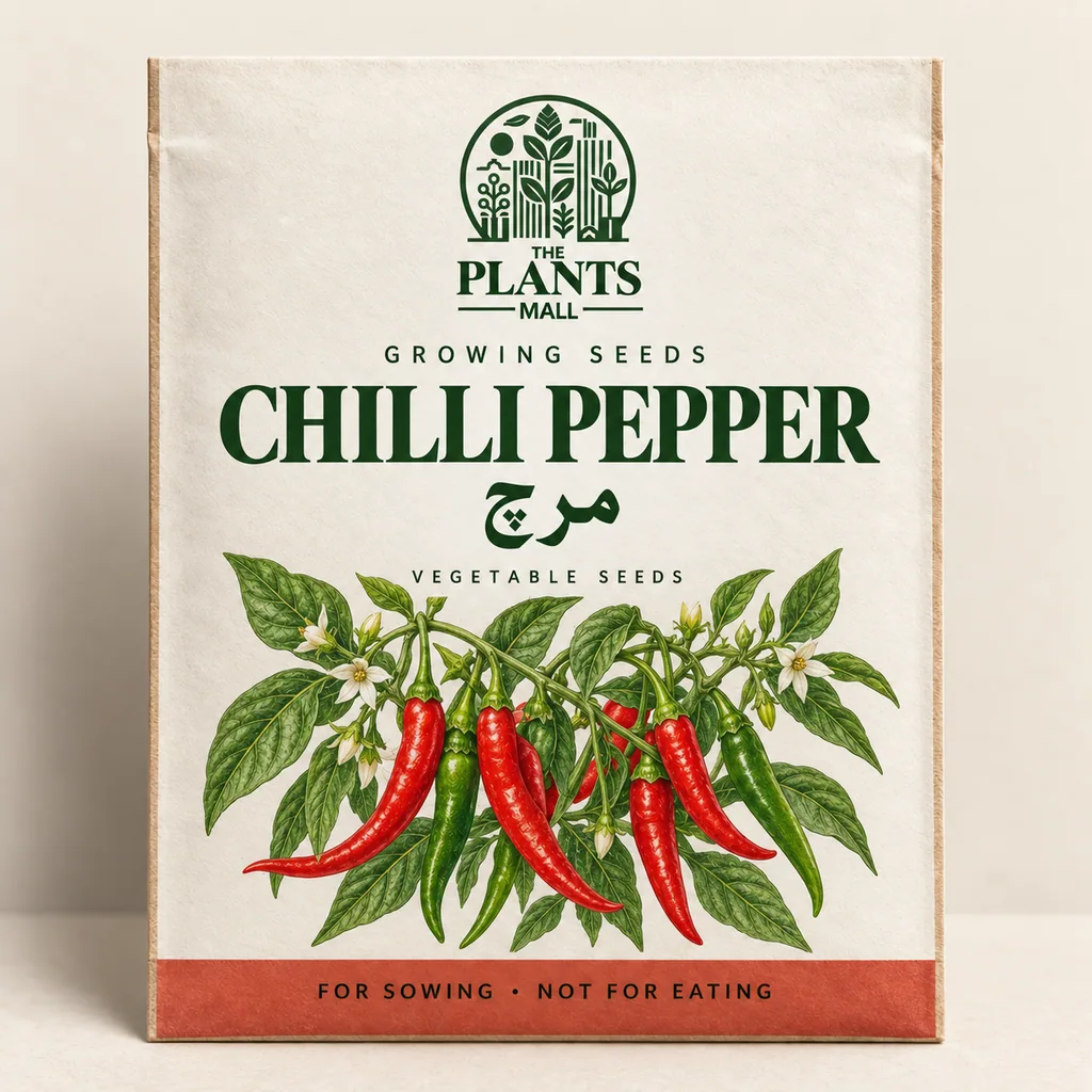 Chilli Pepper Plants Mall seed packet artwork